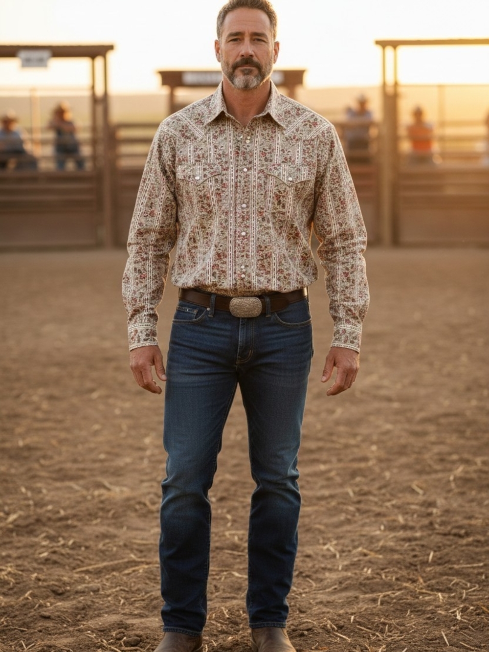 Stetson Men's Western Pearl Snap Shirt Size L Paisley Floral Stripe Long Sleeve